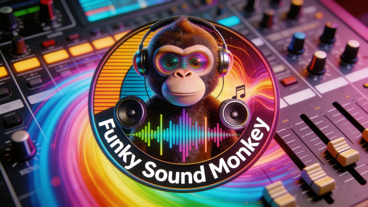 Original Funky Sound Monkey wide tropical studio banner